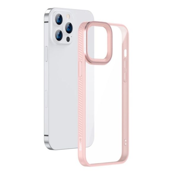 Baseus Crystal átlátszó tok iPhone 13 Pro készülékhez (rózsaszín)
