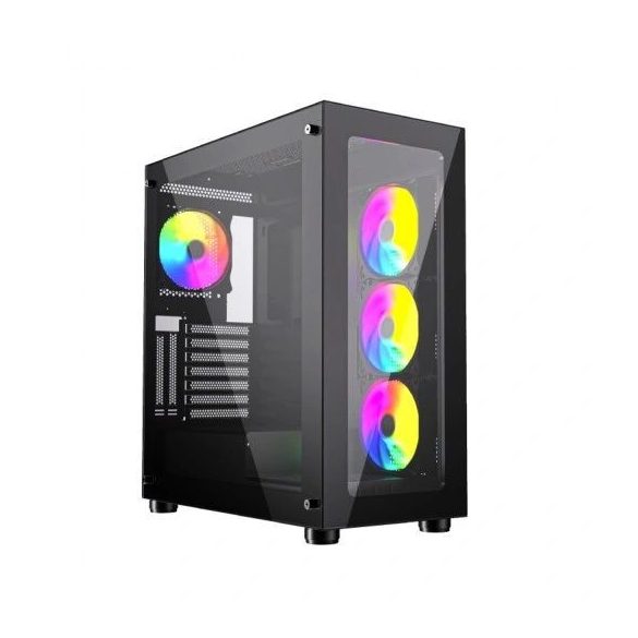 Gembird Fornax X450MAX ARGB Tempered Glass Black