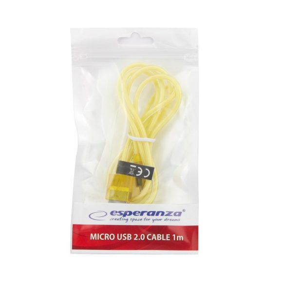 Esperanza MICRO USB KÁBEL2.0 A-B M/M 2.0M FONOTT sárga