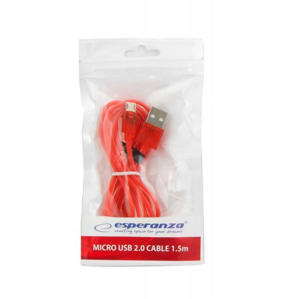 Esperanza MICRO USB 2.0 Kábel A-B M/M 1.5M Piros