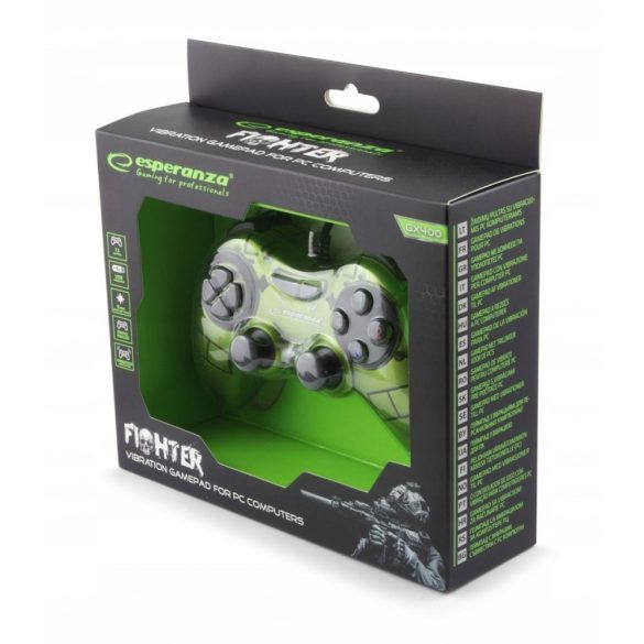 Esperanza Fighter Gamepad PC Zöld EGG105G