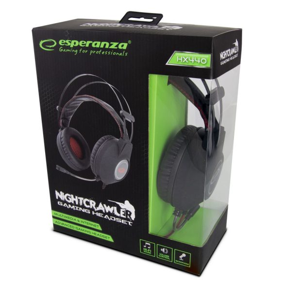 Esperanza Stereo gamer mikrofonos fejhallgató NIGHTCRAWLER