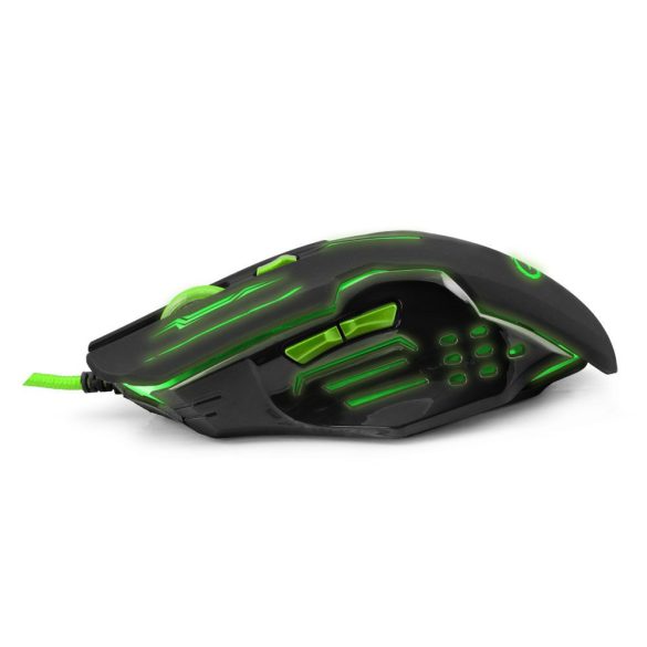 Esperanza Vezetékes gamer egér 6D optikai USB MX403 APACHE Zöld