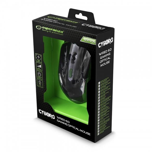 Esperanza Vezetékes gamer egér 6D optikai USB MX405 CYBORG