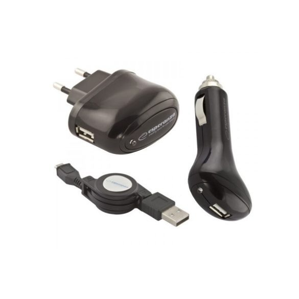 Esperanza USB CARutazótöltő + microUSB Kábel EZ116