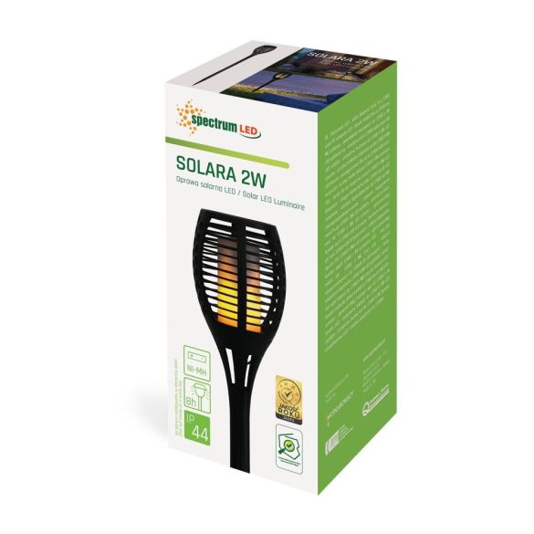 SpectrumLED Solara 2W/20Lm/IP44/napelemes kerti leszúrható fekete LED lámpa