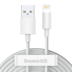   USB kábel Lightning Baseus Simple Wisdomhoz, 2.4A, 1.5m (fehér) 2db.